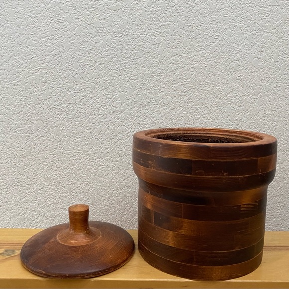 Vintage Baribocraft Teak & Maple Wood Ice Bucket Made in Canada NO Liner - Picture 4 of 12